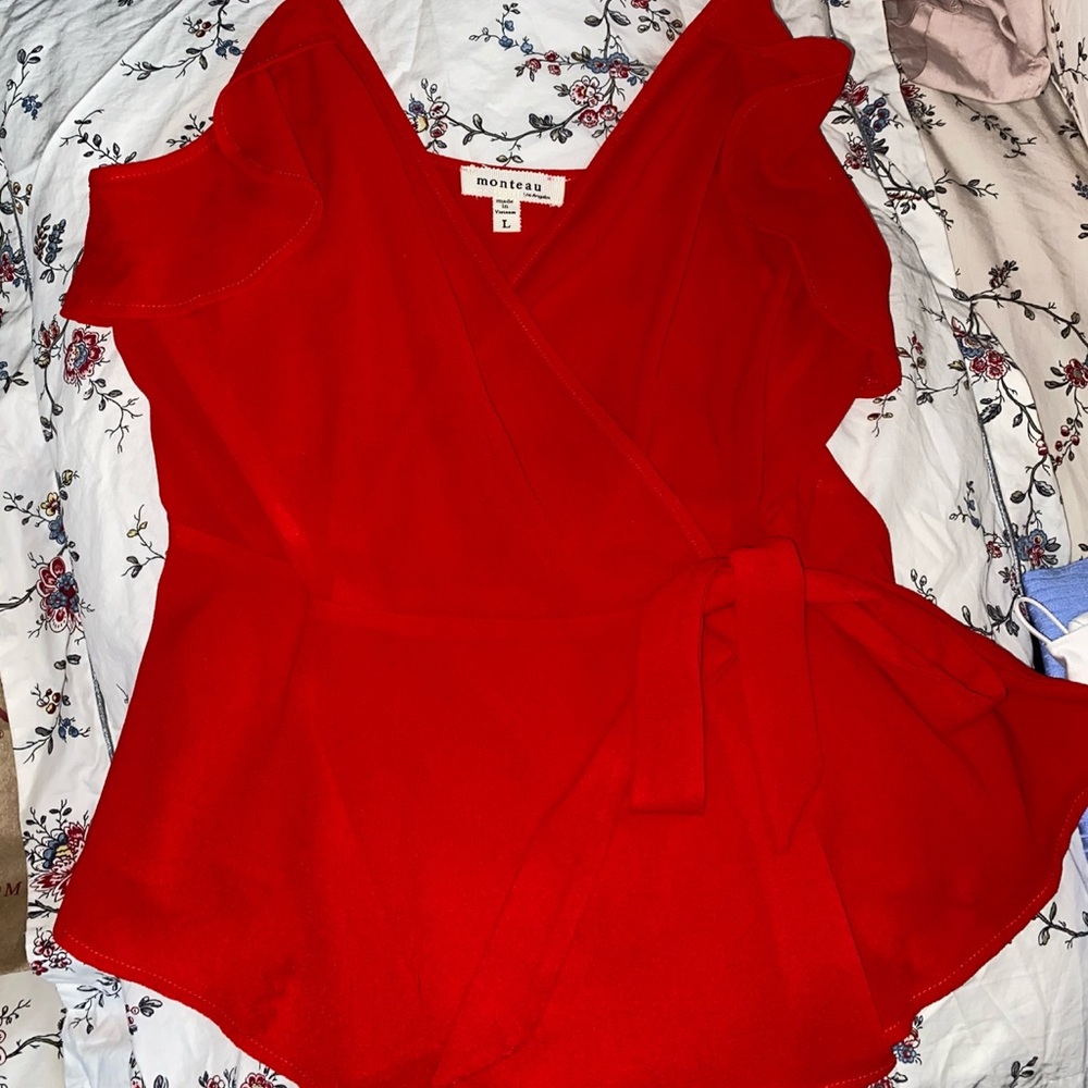 Red Tie Front Tank